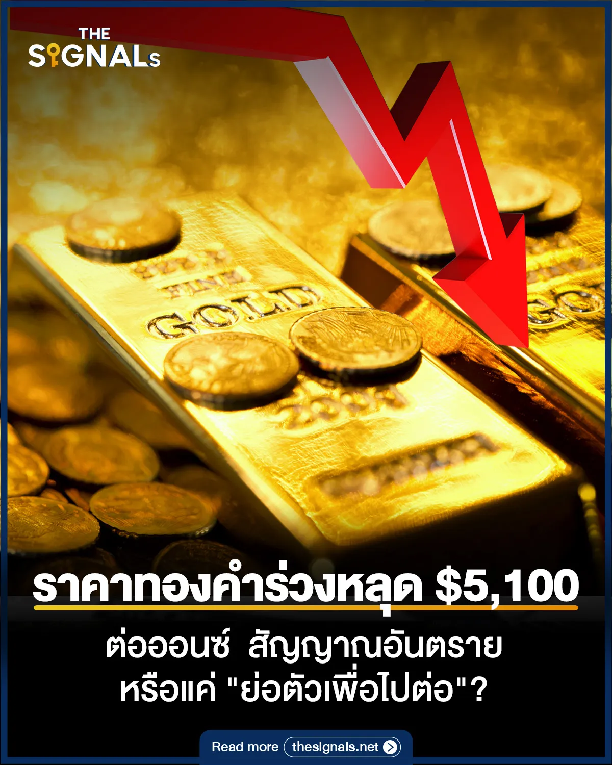 ราคาทองคำร่วงหลุด $5,100 ต่อออนซ์ สัญญาณอันตราย หรือแค่ ย่อตัวเพื่อไปต่อ? ราคาทองคำร่วงหลุด $5,100 ต่อออนซ์ สัญญาณอันตราย หรือแค่ ย่อตัวเพื่อไปต่อ