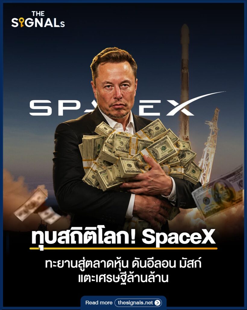 ทุบสถิติโลก! SpaceX ทะยานสู่ตลาดหุ้น ดันอีลอน มัสก์แตะเศรษฐีล้านล้าน ทุบสถิติโลก! SpaceX ทะยานสู่ตลาดหุ้น ดันอีลอน มัสก์แตะเศรษฐีล้านล้าน