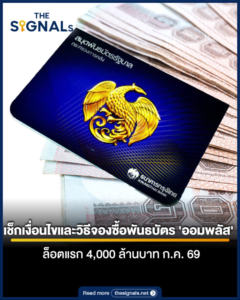 เช็กเงื่อนไขและวิธีจองซื้อพันธบัตร 'ออมพลัส' ล็อตแรก 4000 ล้านบาท ก.ค. 69 เช็กเงื่อนไขและวิธีจองซื้อพันธบัตร 'ออมพลัส' ล็อตแรก 4000 ล้านบาท ก.ค. 69